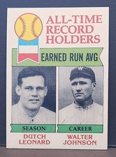 Click to enlarge All-Time Record Holders: ERA (Dutch Leonard / Walter Johnson)