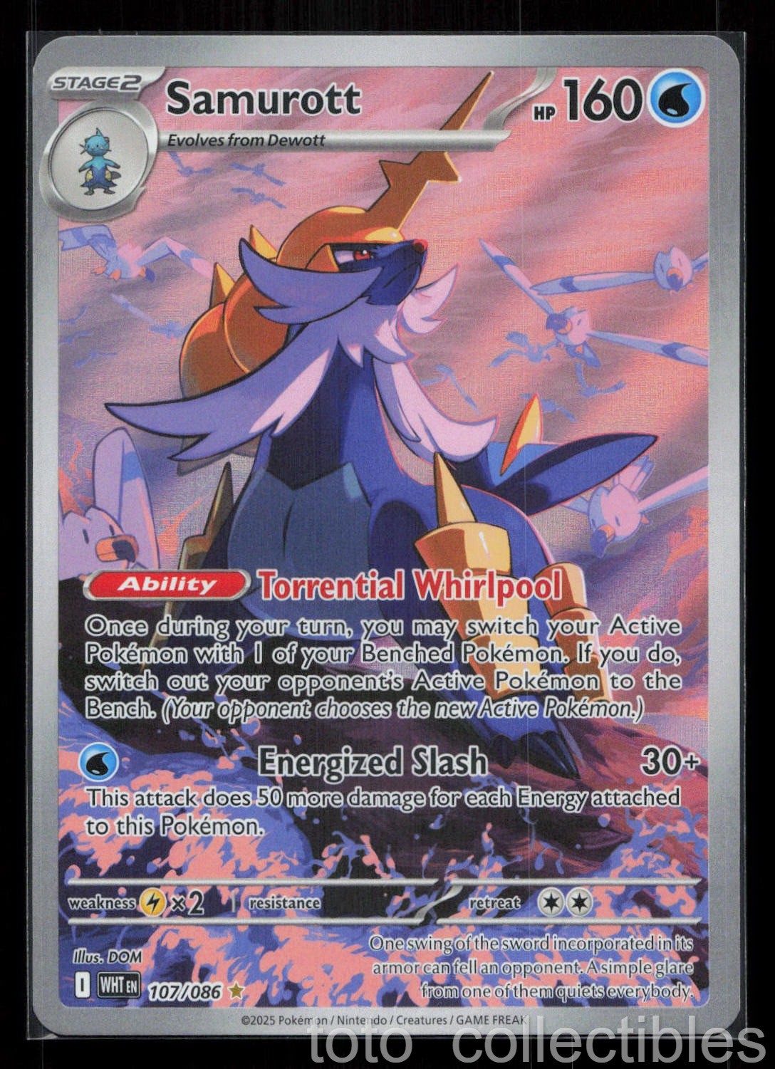 Samurott 107/086 Holo Illustration Rare White Flare Pokemon Near Mint