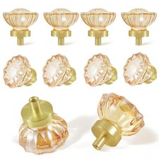 Champagne Crystal Cabinet Knobs and Pulls 8 Pack,Glass Knobs for Dresser Draw...