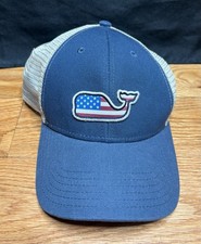 Vineyard Vines Trucker Hat Navy USA Flag Whale Logo Mesh Back Adjustable Cap