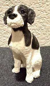 Vtg English Pointer Figurine Hand Painted Collectible Statue Black White Dog