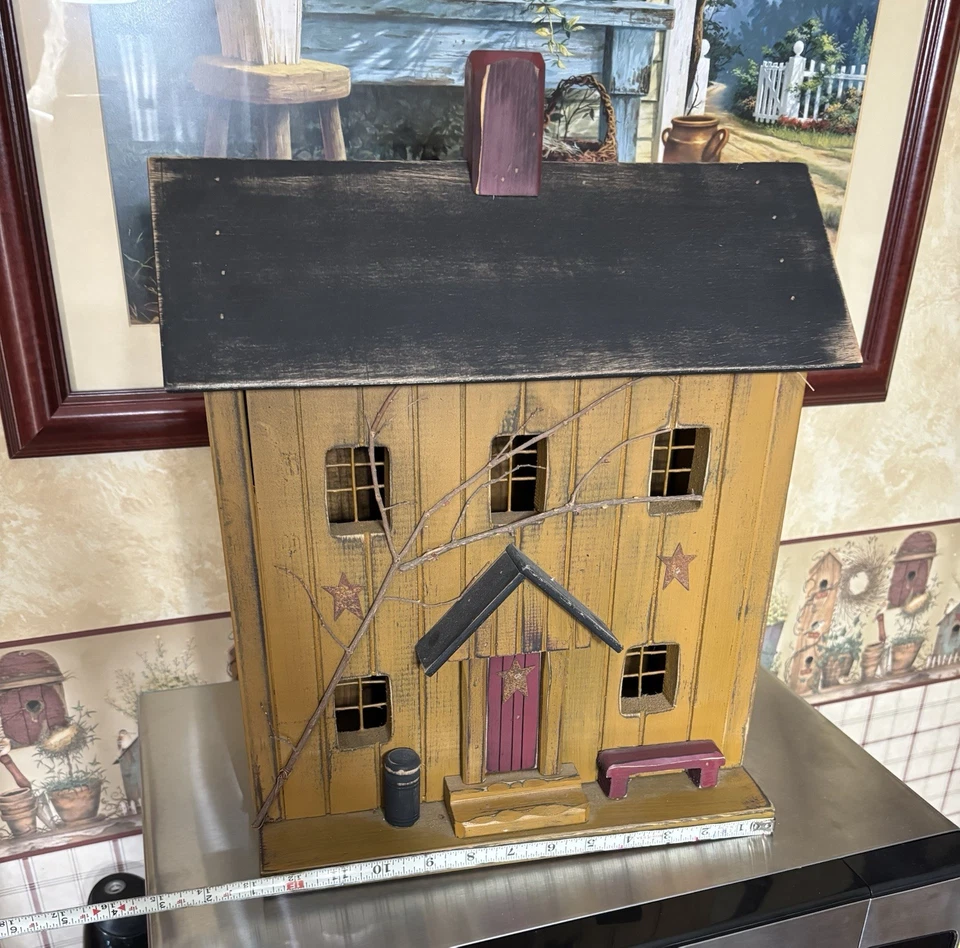 Casa de campo, decoración de granja, casa iluminada, casa primitiva, casa de pájaros rústica Foto 4 de 4