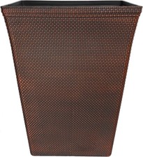 48L Tall Square Planter Pot Copper Effect Garden Patio Plant Pot w/ Drainage