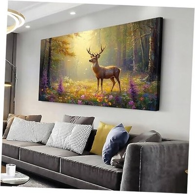 ZESTRILIA Pretty Deer Forest 40L'' x 20W'' Gold Mustard Yellow Deer Forest W038