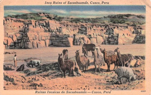 Cuzco Peru Inca Ruins Peruvian Postal Cover Brown Stamp Vtg Postcard J29