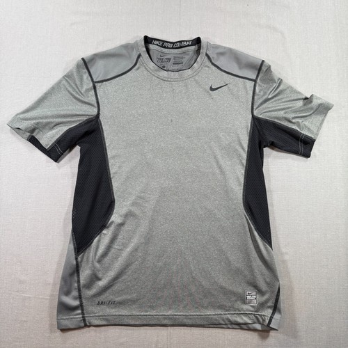 Chemise de compression ajustée Nike Pro Combat Hypercool homme gris moyen manches courtes
