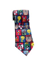 Vintage 1997 Looney Tunes Neck Tie USPS Stamp Collection Bugs Bunny  Friends