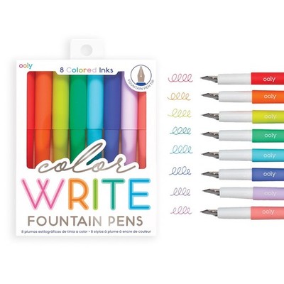 OOLY Color Write 8 Pack Colored Fountain Pens for Journaling and Art Projects