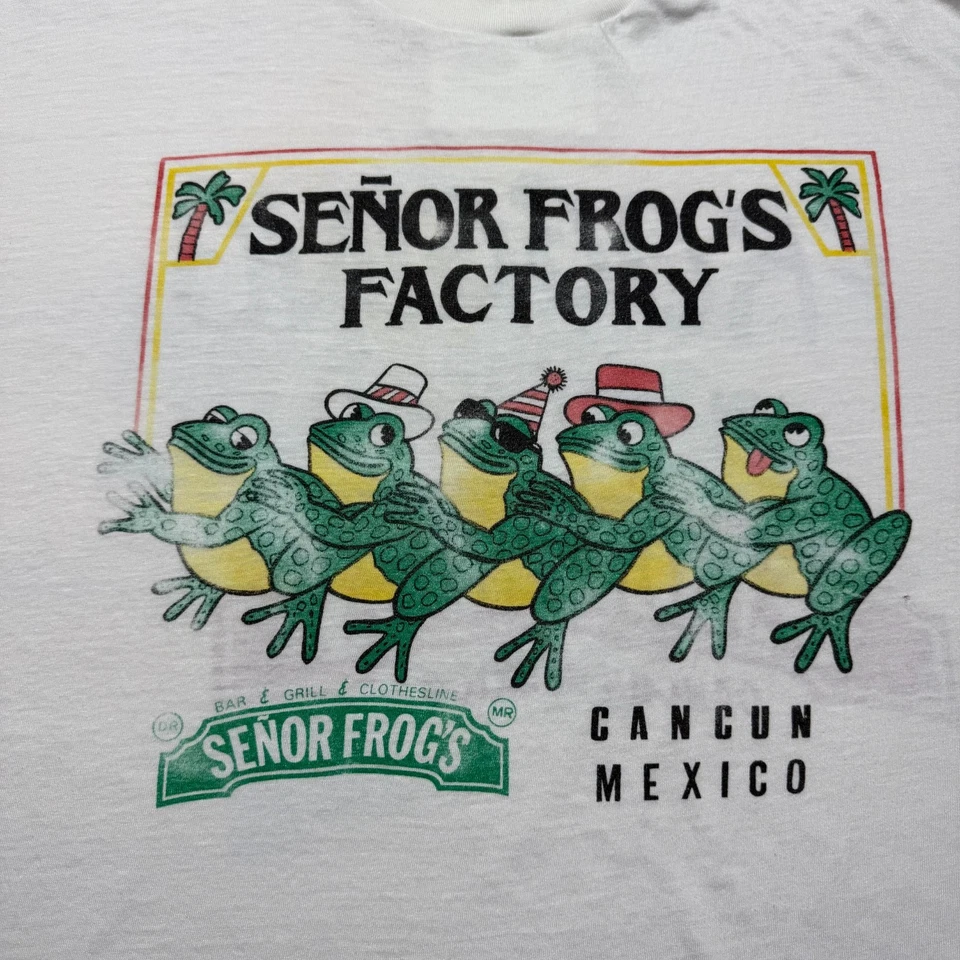 Camiseta De Colección Años 90 Senor Frog's Factory Cancún Rana en México Dibujos Animados - XL Foto 2 de 4