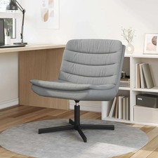 Sedia Girevole Imbottita FurnitureR - Con Ruote, Schienale, Regolabile In Altezza, Grigio Morandi - Foto 2