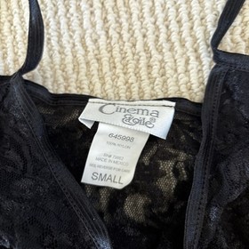 Vintage Cinema Etoile Lace 2pc solid stretch black Lingerie nylon Small NWT