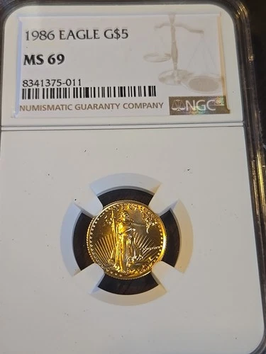 1986 GOLD EAGLE G$5  NGC MS69   1/10th Oz. Of Gold