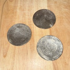 Hammered Silver Metal Round Coaster Set of 3