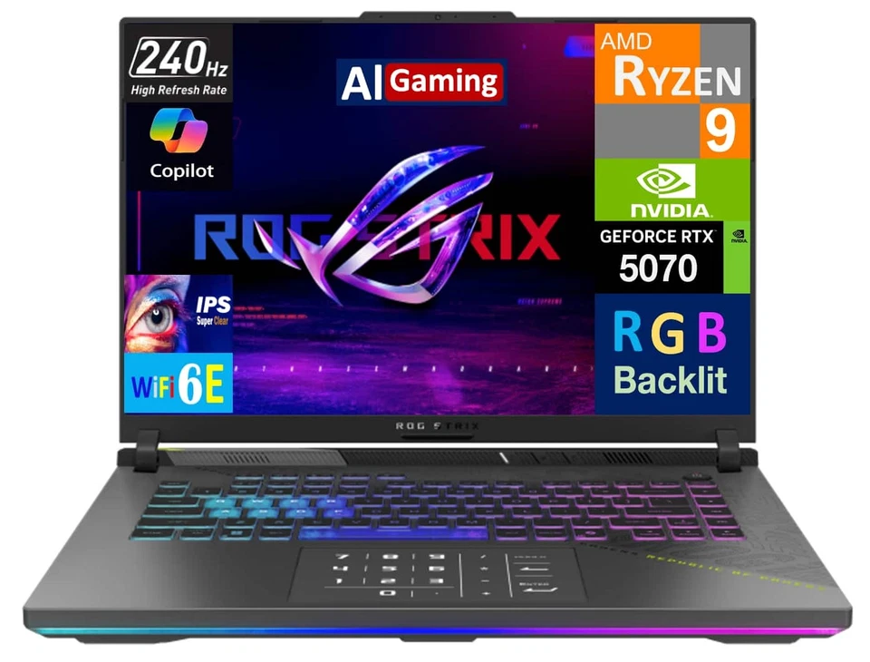 Pantalla ASUS ROG Strix G16 16.0 WQXGA AMD Ryzen 9 9955HX, 64GB DDR5, 2TB PCIe SS Foto 3 de 4
