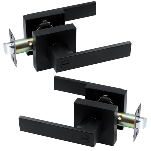 Keyless Entry Door Lock, Square Door Lever for Bedroom, Passage Door Privacy