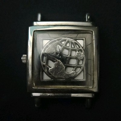 Rumours Stainless Steel Silver Watch Case Globe Design Japan Movement Back