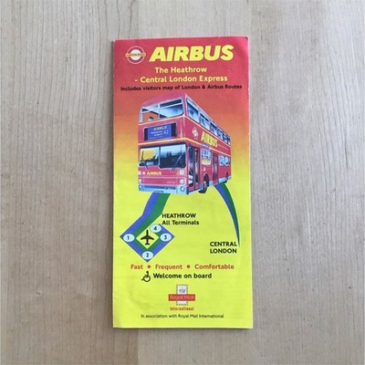 AIRBUS Heathrow Central London Express Bus Service Brochure Map Visitor Guide 