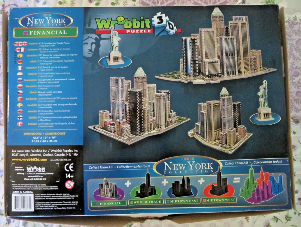 Wrebbit 975 Pc 3D Puzzle New York Financial District Mint Cond Never Assembled - Image 2 of 4
