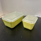 Vintage Pyrex 501 & 502 Refrigerator Dish pair with ribbed lids - Good