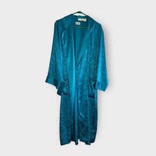 VTG 90s Victoria's Secret Lingerine Blue Satin Long Sleev Robe Women M Hong Kong