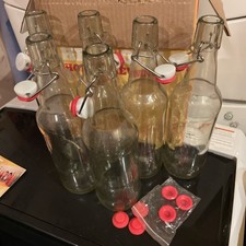 16oz Glass Flip-Top Bottles, 6pk Clear, Kombucha, Beer Brewing Bottles Swing Top