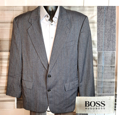 Hugo Boss Sport Coat Mens 40R Gray Stripe Wool Germany