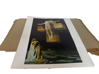 Vintage 22x28 Poster Print Salvador Dali 1954 Crucifixion