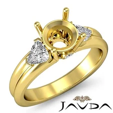 3 Stone Fine Diamond Trillion Round Mount Engagement Ring 18k Yellow Gold 0.6Ctw
