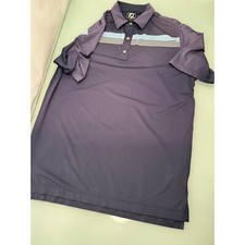 Footjoy FJ Men Golf Polo Shirt Blue Stretch Athletic Fit Large L