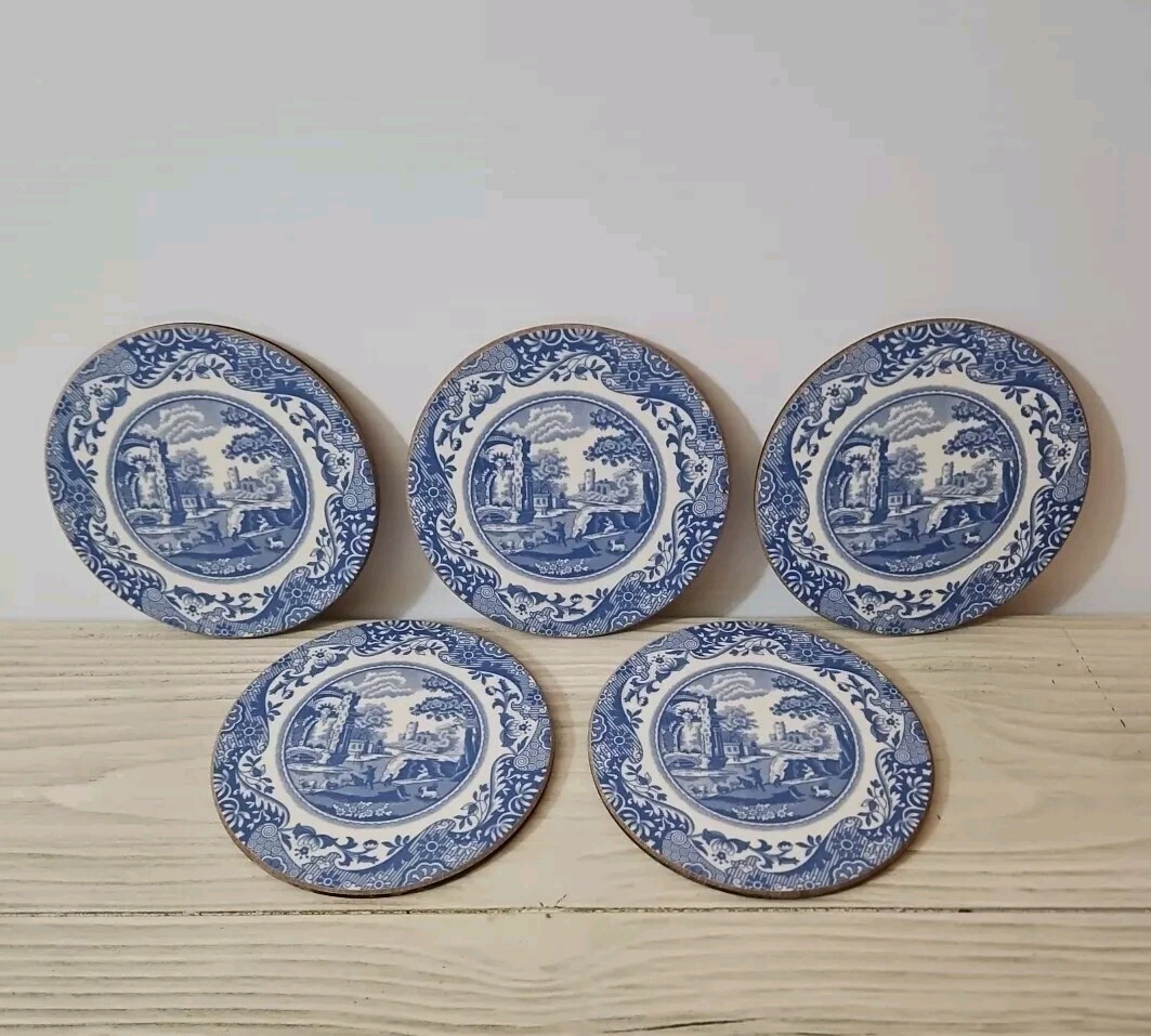 Spode Blue Italian Cork & Acrylic Placemats/Coasters Set Of 5 Only