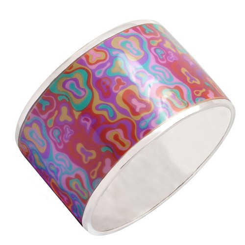 De Buman Sterling Silver "Fantasy" Multicolor Enamel Bangle Bracelet - Imagen 5 de 11