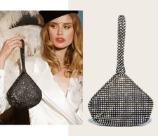 Rhinestone Decor Sparkly Shiny Bling Evening Party Purse Clutch Wristlet Bag NEW