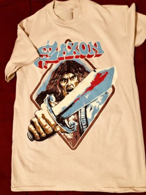 New! Saxon Band Cotton White Shirt Unisex Concert S to 5XL CR112