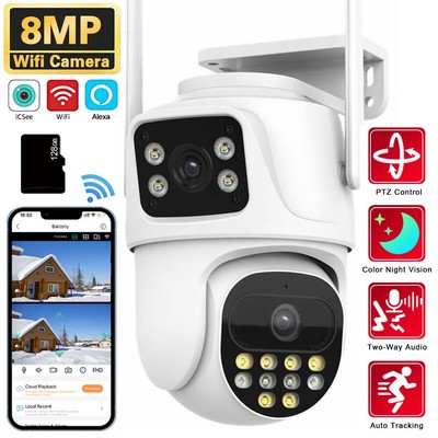 360° 4K HD FUNK WLAN WIFI IP NETZWERK CAMERA Outdoor AUßEN ÜBERWACHUNGSKAMERA