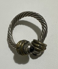 Vintage Mexico 925 Sterling Silver Blue Stone Twisted Cable Ring Size 9.5