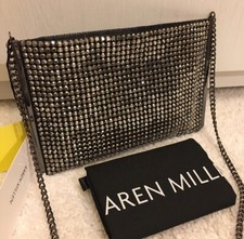 KAREN MILLEN ELODIE BLACK HEMATITE CRYSTAL ZIP TOP SHOULDER BAG £160.00 BNWT