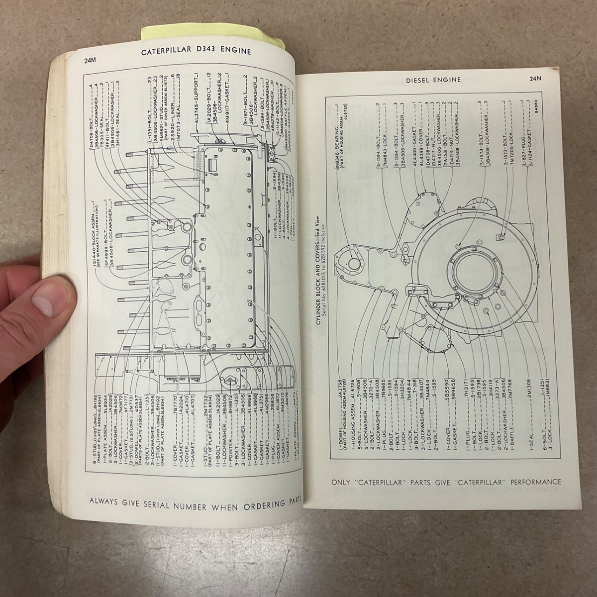 Y*A様 caterpillar 部品カタログ　3冊 CAT Caterpillar D343 PARTS MANUAL BOOK CATALOG ENGINE DIESEL GUIDE