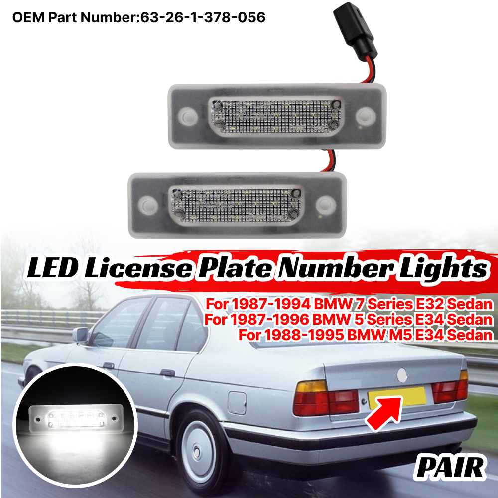 LED License Plate Lights Tag Lamp For BMW 7 Series E32 5 Series