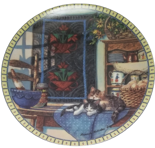 Knowles Cozy Country Corners LAZY MORNING plaque collector chatons 1990 numérotée - Photo 1/11
