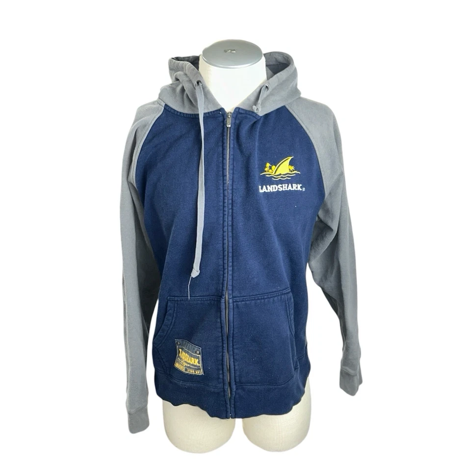 Margaritaville Men Landshark Beer Hoodie Medium, Full-Zip Sweatshirt, Grey/Navy - Image 2 of 4