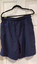 Speedo Men Swimwear Navy Blue Trunks UV 50 Cargo Pockets Surf, XL, EUC
