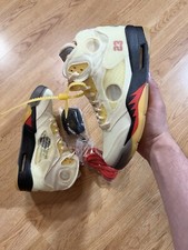 2020 Off White x Nike Air Jordan Retro 5 SP Sail Size 6.5 / W8 DH8565-100 New DS