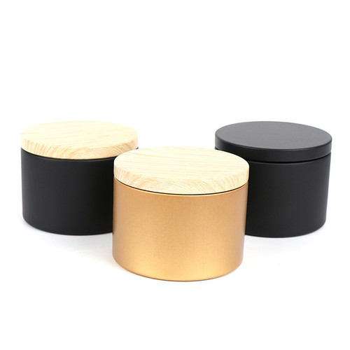 Candle Making Tinplate Empty Storage Jars Wood Grain Lids Cosmetic Pot Tea Box{ - Picture 9 of 15