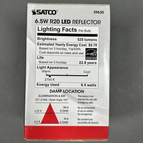 (3 PACK) LED Reflector Bulb R20 6.5W Medium Base Light Bulb Dimmable Flood S9630 - Picture 4 of 6