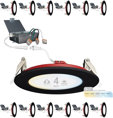 Nuwatt 12-Pack 2 Hour Fire Rated Recessed Lighting 4 Inch Lights Dimmable 5CCT