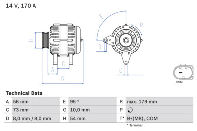 Bosch 0 986 083 470 Alternator for BMW