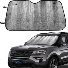 Big Hippo Front Car Sunshade Windshield Silver 55.16"X 27.5" 