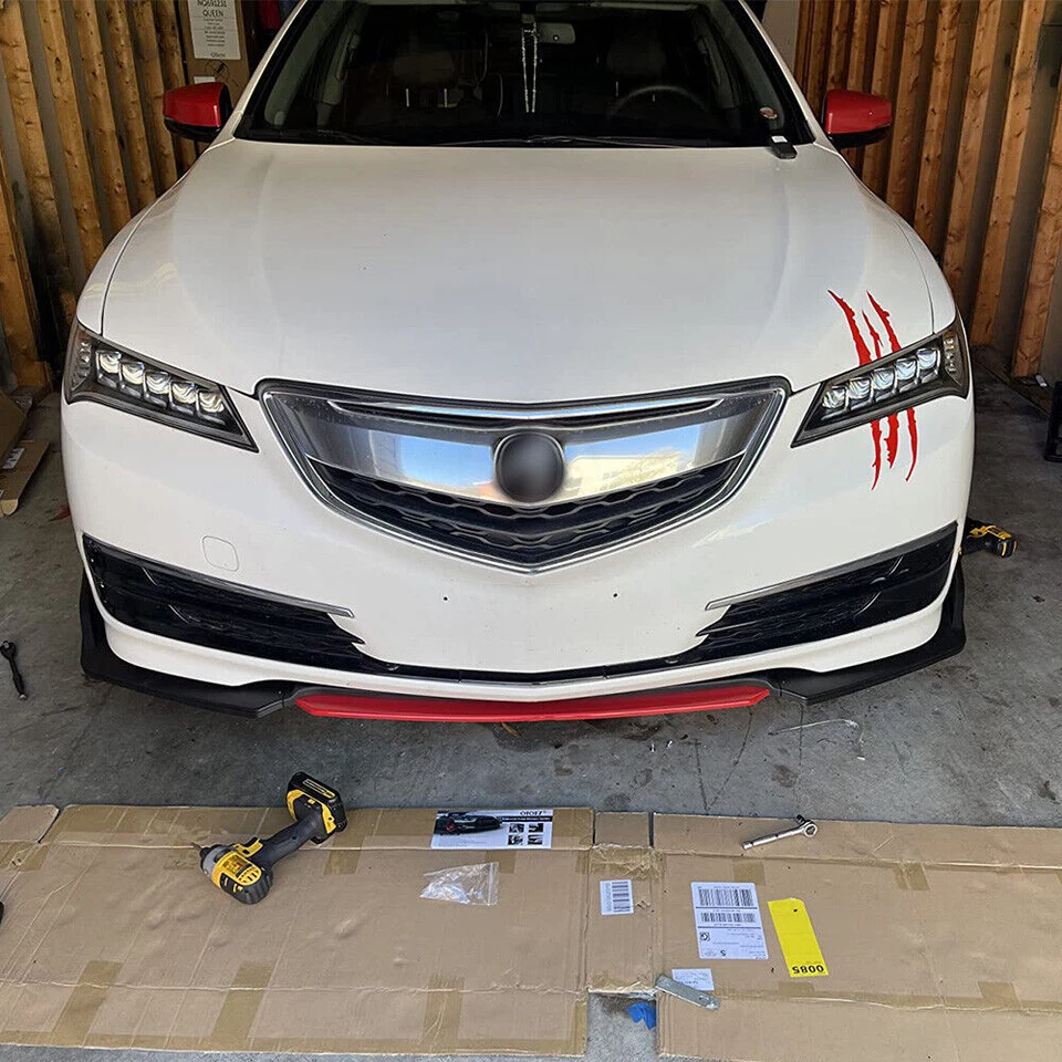 Universal Front Bumper Lip Splitter Spoiler Carbon Fiber+Red For BMW Foto 3 de 4