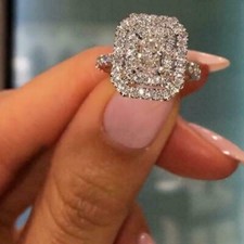 2.50Ct Lab Created Diamond Cluster Wedding Women's Ring 14K White Gold Finish