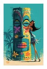 1960s Vintage Tiki Theme Pin Up Art Print ntg6